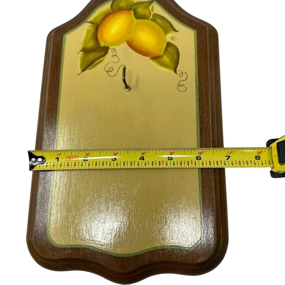 Vintage Hand-Painted Wooden Lemon Wall Plaque Key Holder Hook 1977 Cottagecore
